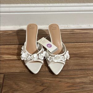 a new day White Floral Embellished Mules